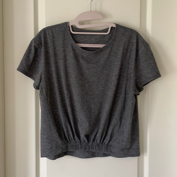 lululemon athletica Tops - Lululemon Cropped Tee (dark heather grey)
